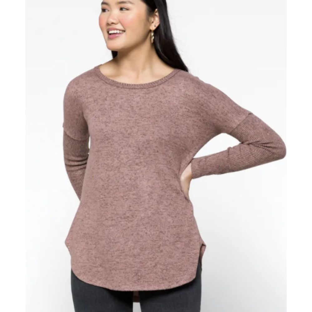 stitch fix x BOBEAU Bartie Hacci Ribbed Sleeve Knit Top Medium Petite